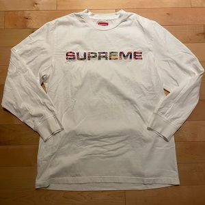 SUPREME META LOGO EMBROIDERED LONG SLEEVE TOP WHITE SPRING/SUMMER 2020!!!
